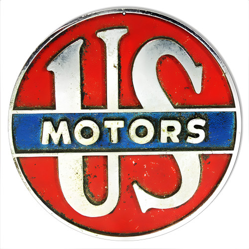 US Motors Gas Station Metal Sign - 14" Round