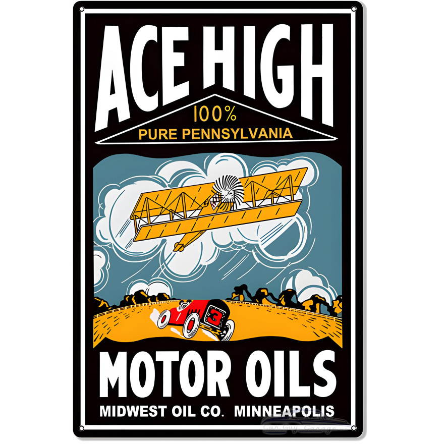 Ace High Motor Oils Metal Sign - 16" x 24" Ace High Motor Oils Metal Sign - 16" x 24"