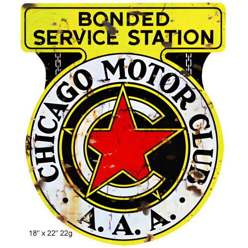 Chicago Motor Oil Club Aged Looking Reproduction Gas Station Metal Sign - 18" x 22"