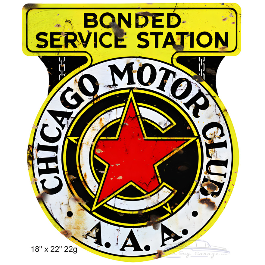 Chicago Motor Oil Club Aged Looking Reproduction Gas Station Metal Sign - 18" x 22" Chicago Motor Oil Club Aged Looking Reproduction Gas Station Metal Sign - 18" x 22"