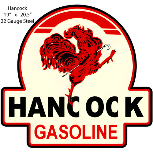Red Hancock Metal Sign - 18" x 19"