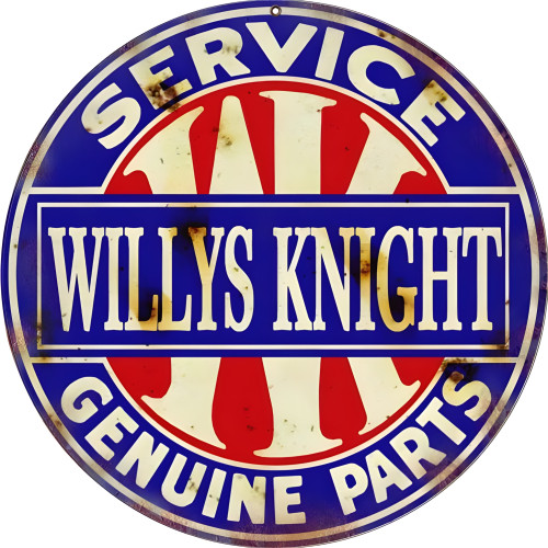 Willys Knight Service Genuine Parts Metal Sign - 14" Round