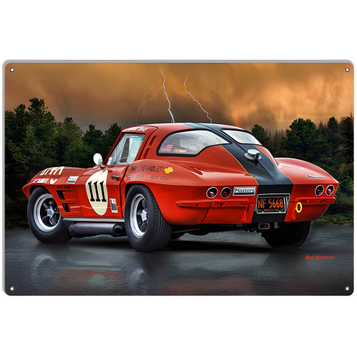 Vintage Corvette Metal Sign - 12" x 18"