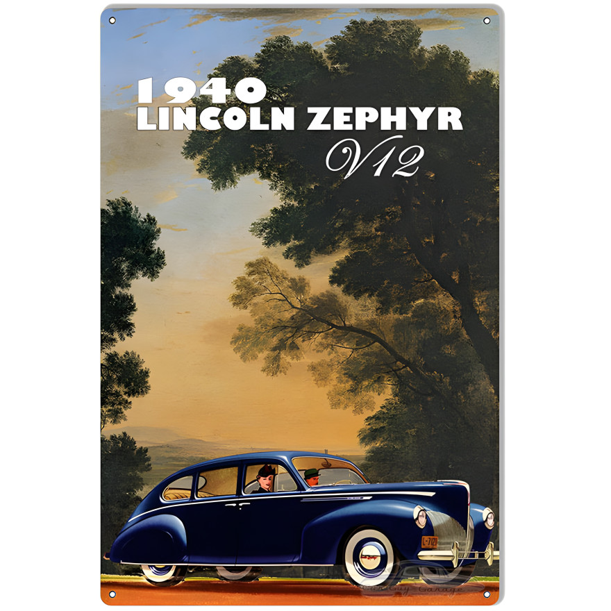 V12 1940 Lincoln Zephyr Metal Sign - 12" x 18" V12 1940 Lincoln Zephyr Metal Sign - 12" x 18"