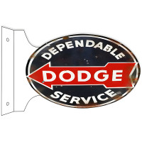 Dependable Dodge Service Double Sided Flange Metal Sign - 12" x 18"