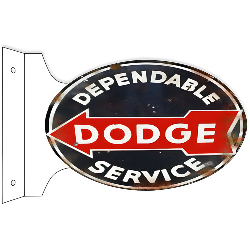 Dependable Dodge Service Double Sided Flange Metal Sign - 12" x 18"