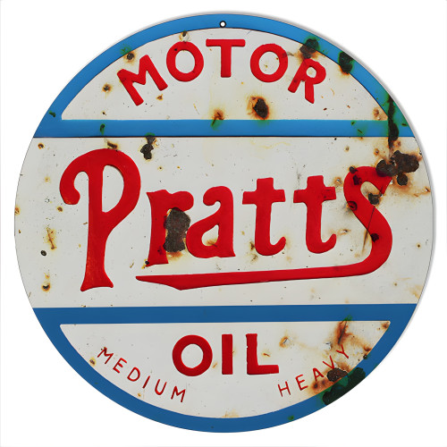 Reproduction Pratts Motor Oil Metal Sign - 14" Round