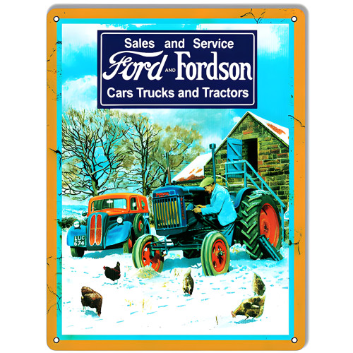Ford And Fordson Trucks And Tractors Metal Sign - 9" x 12"