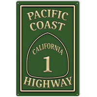 Pacific Coast Highway 1 Garage Shop Metal Sign - 12" x 18"
