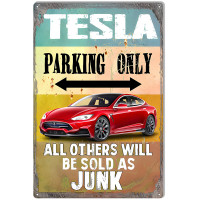 Tesla Parking Only Metal Sign - 19" x 13"
