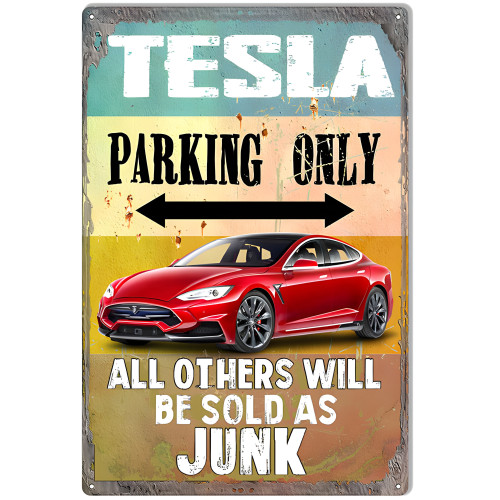 Tesla Parking Only Metal Sign - 19" x 13"