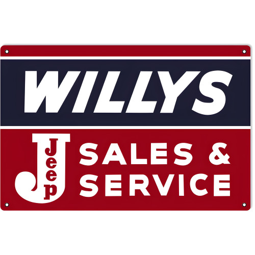 Willy's Jeep Sales And Service Metal Sign - 16" x 24"