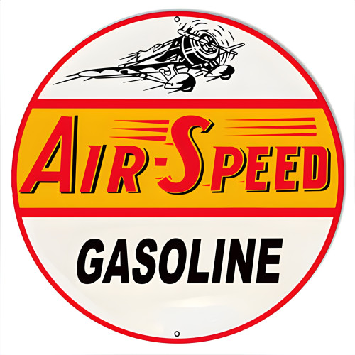 Air Speed Gasoline Metal Sign - 14" Round