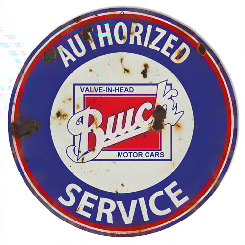 Buick Valve In Head Service Gas Station Metal Sign - 14" Round