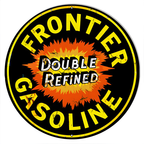 Frontier Gasoline Metal Sign - 18" Round