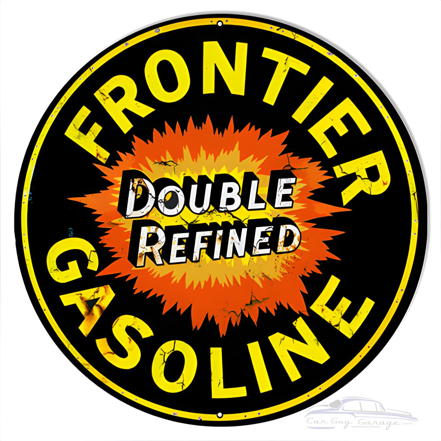 Frontier Gasoline Metal Sign - 18" Round Frontier Gasoline Metal Sign - 18" Round