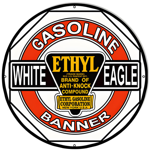 White Eagle Gasoline Metal Sign - 18" Round