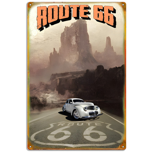 Route 66 With Classic Graham Metal Sign - 12" x 18"