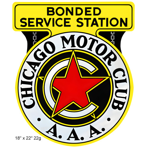Chicago Motor Club Gas Station Metal Sign - 18" x 22"