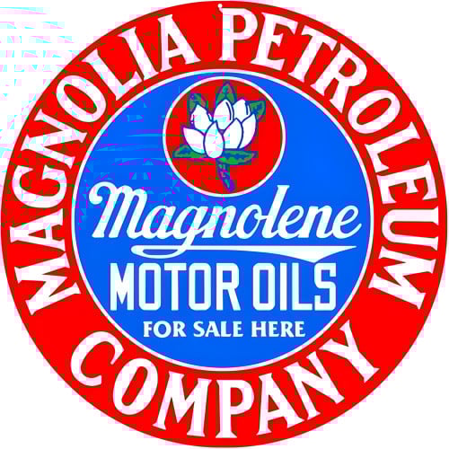 Magnolia Petroleum Co., Gas And Oil Station Metal Sign - 14" Round
