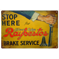 Stop Here Brake Service Metal Sign - 12" x 18"