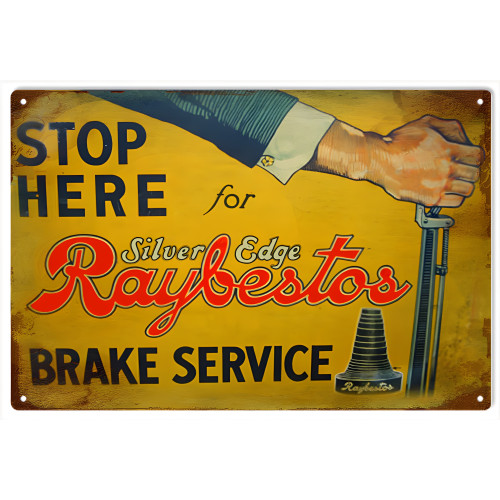 Stop Here Brake Service Metal Sign - 12" x 18"