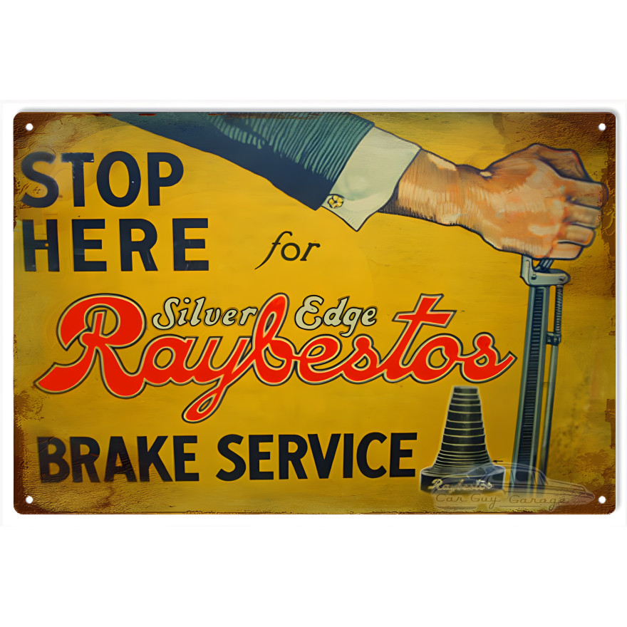 Stop Here Brake Service Metal Sign - 12" x 18" Stop Here Brake Service Metal Sign - 12" x 18"