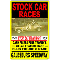 Stock Car Races Galesburg Speedway Metal Sign - 12" x 18"