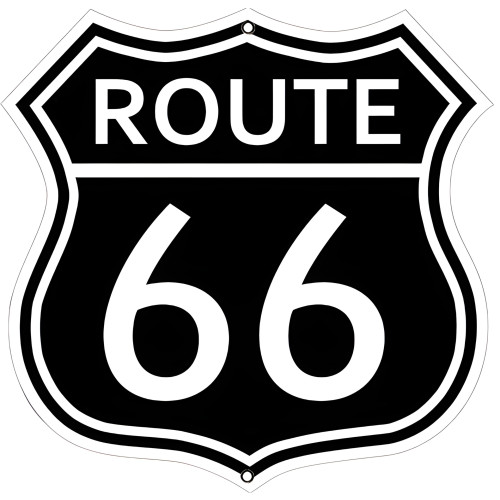 3 of Route 66 Black Cut Out Reproduction Garage Shop Metal Sign - 7.5" x 7.5"