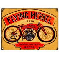 Flying Merkel 1910 Factory Board Track Racer Metal Sign - 9" x 12"