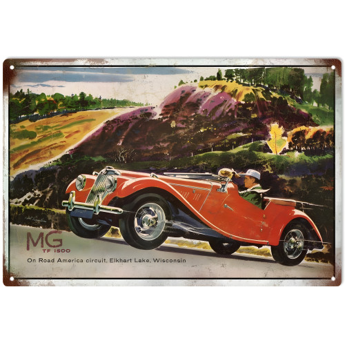 MG TF 1500 Sports Car American Circuit Elhart Lake Wisconsin Metal Sign - 12" x 18"