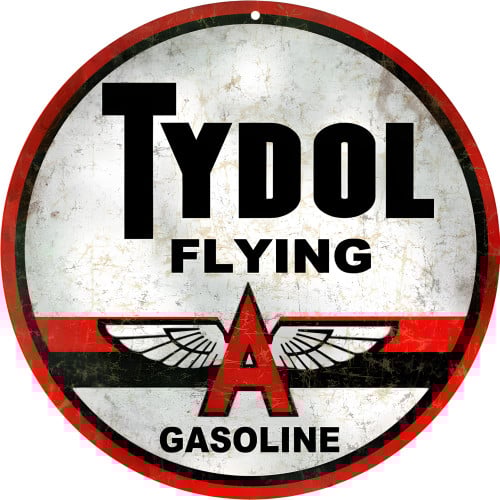 Tydol Flying A Gasoline Gas Station Metal Sign - 14" Round
