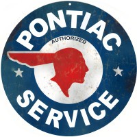 Pontiac Service Station Metal Sign - 14" Round