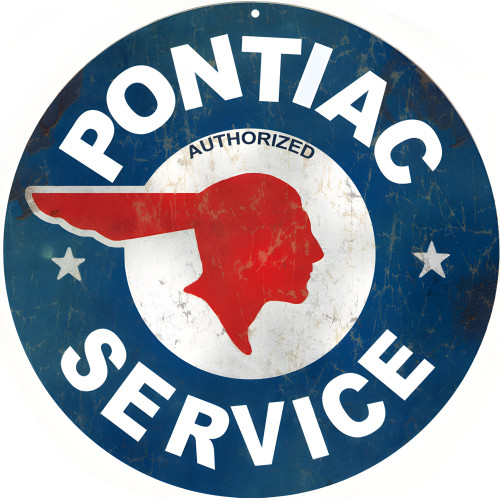 Pontiac Service Station Metal Sign - 14" Round