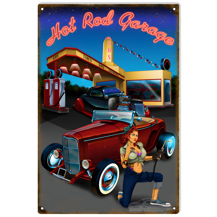 Hot Rod Garage Metal Sign - 12" x 18" Hot Rod Garage Metal Sign - 12" x 18"