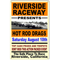 Riverside Raceway Hot Rod Drag Speedway Metal Sign - 12" x 18"