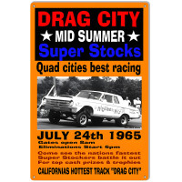 Drag City Super Stocks July 24th 1965 Motor Speedway Metal Sign - 12" x 18"
