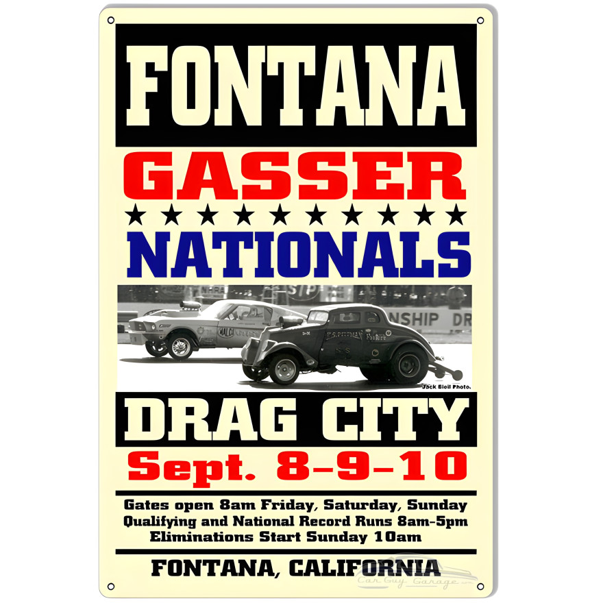 Fontana Gasser Nationals Motor Speedway Metal Sign - 12" x 18" Fontana Gasser Nationals Motor Speedway Metal Sign - 12" x 18"