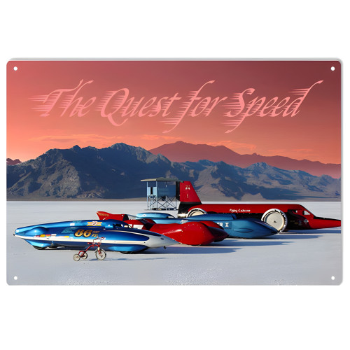 The Quest for Speed Salt Flats Jet Racer Metal Sign - 12" x 18"