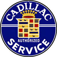Cadillac Service Authorized Dealer Metal Sign - 14" Round