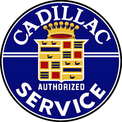 Cadillac Service Authorized Dealer Metal Sign - 14" Round