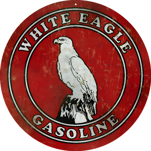 White Eagle Gasoline Service Station Metal Sign - 14" Round
