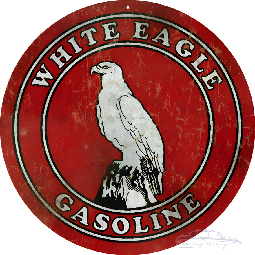 White Eagle Gasoline Service Station Metal Sign - 14" Round White Eagle Gasoline Service Station Metal Sign - 14" Round