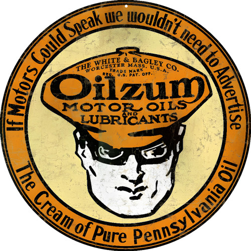 Oilzum If Motors Could Speak Metal Sign - 14" Round