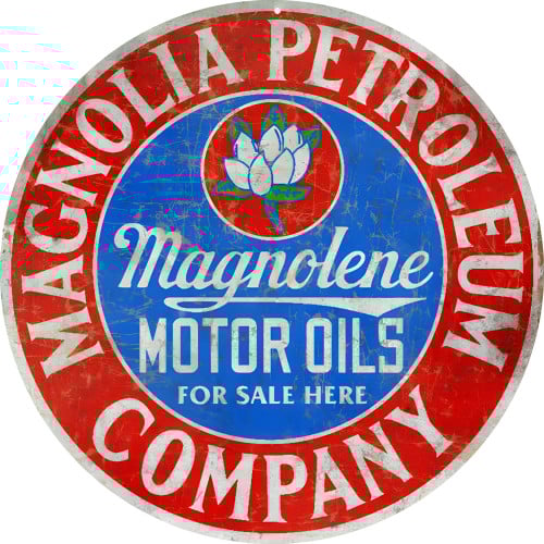 Magnolia Petroleum Company Motor Oil Metal Sign - 14" Round