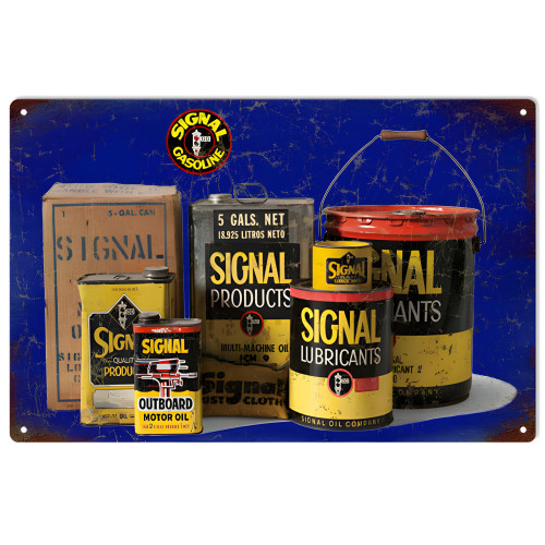 Signal Gas Motor Oil And Gasoline Metal Sign - 12" x 18"