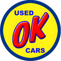 Used Ok Cars Metal Sign - 14" Round