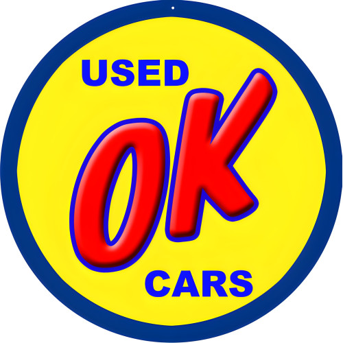 Used Ok Cars Metal Sign - 14" Round