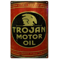 Trojan Motor Oil Metal Sign - 12" x 18"