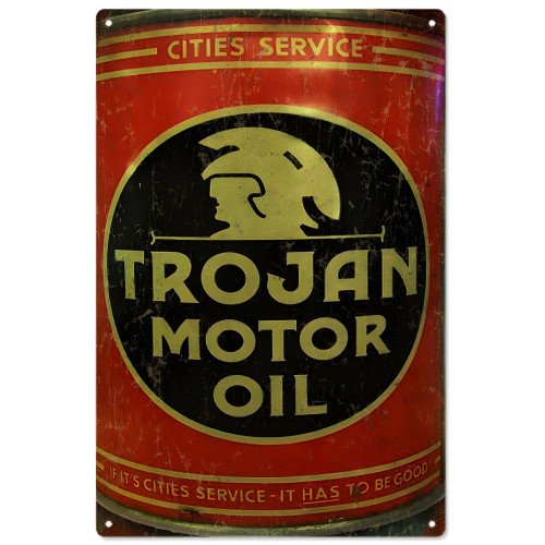 Trojan Motor Oil Metal Sign - 12" x 18"